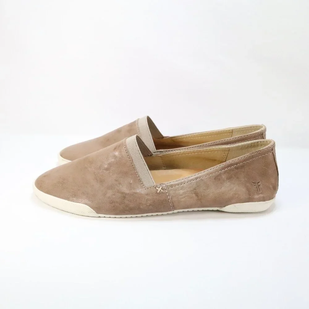 Frye Shoes Womens 9 M Melanie Slip On Taupe Brown Casual Comfort‎ Low Round Toe